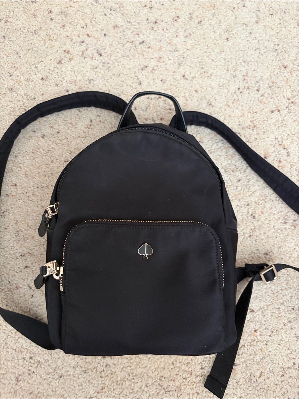 kate spade Black Nylon Mini Backpack with Gold Accents